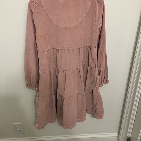 Pilcro (Anthropologie) Laney Tiered Corduroy Dress in Pink - Picture 3 of 4